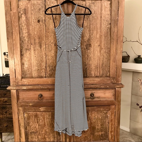 GAP Dresses & Skirts - GAP ASYMMETRICAL HEM BLACK/WHITE STRIPED MAXI DRESS—LIKE-NEW, WORN ONCE!!!